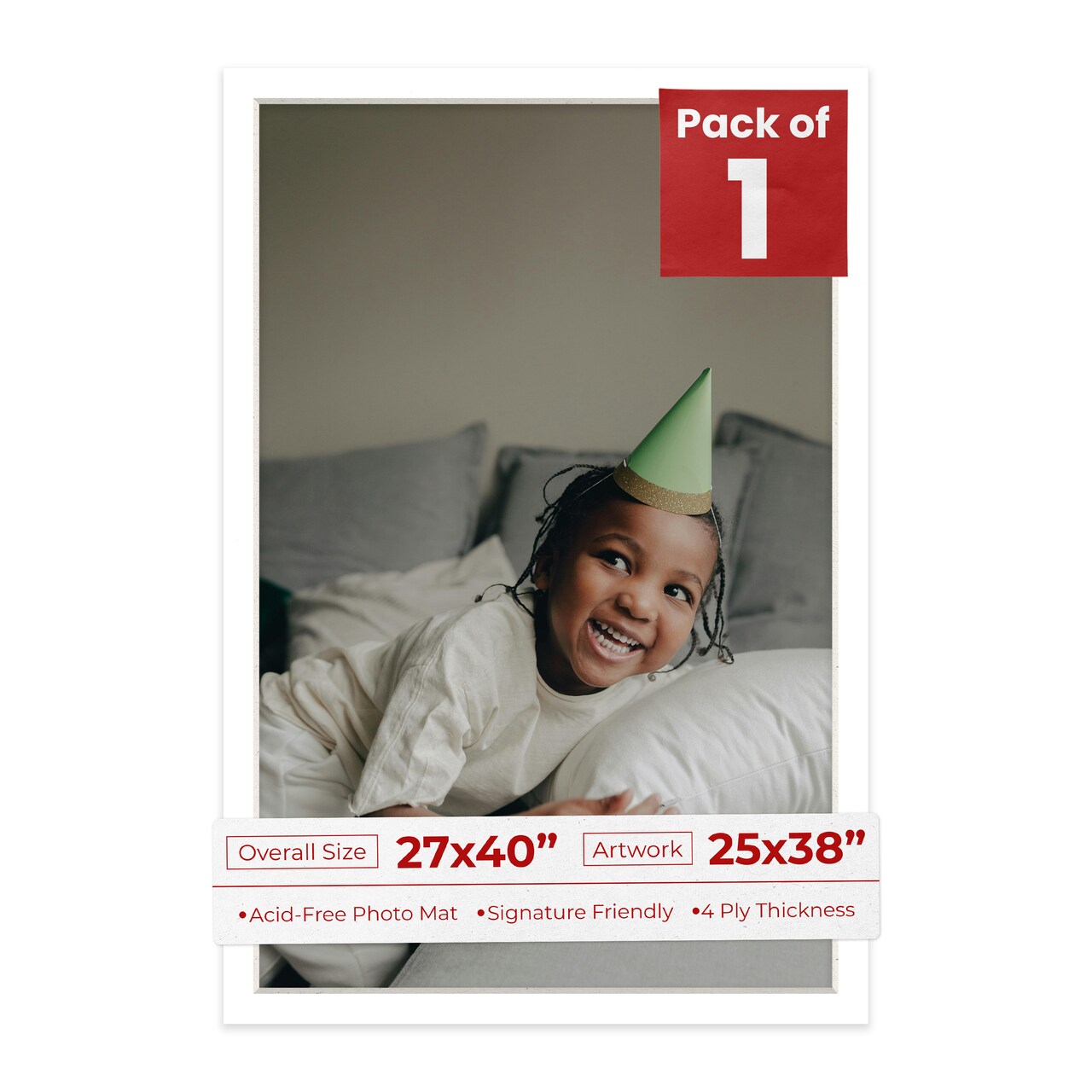 Textured White Mat Board for 27x40 Frames - Fits 25x38 Photos